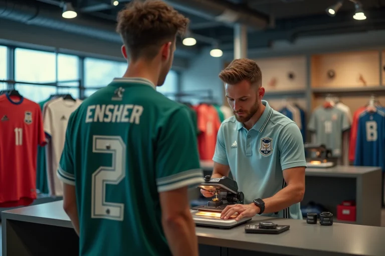 Jeune homme en sport en train de personnaliser un maillot de football